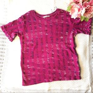 Zara▫️ short sleeve pink tweed top